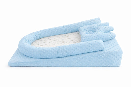 COLCHÓN ANTIREFLUJO + ALMOHADA MOLDEADORA AZUL